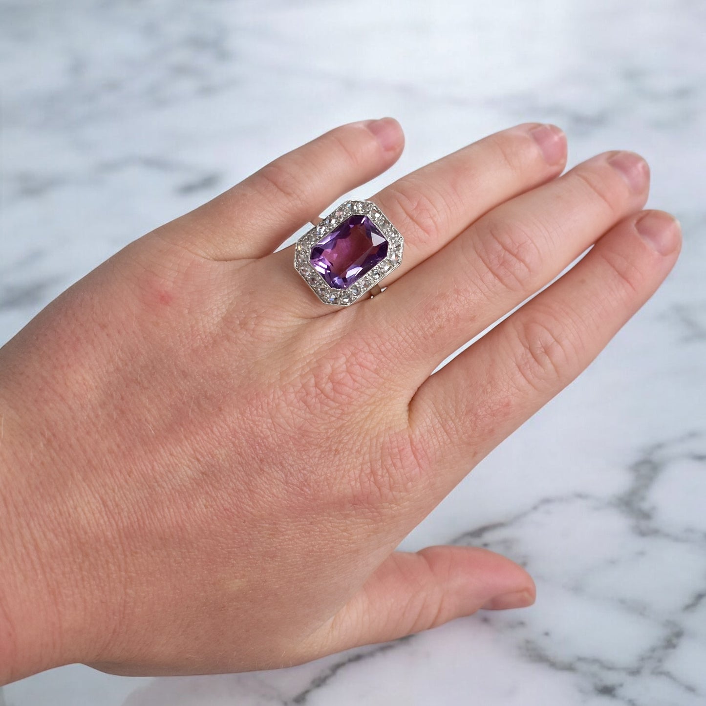 art deco ring amethyst diamonds 12