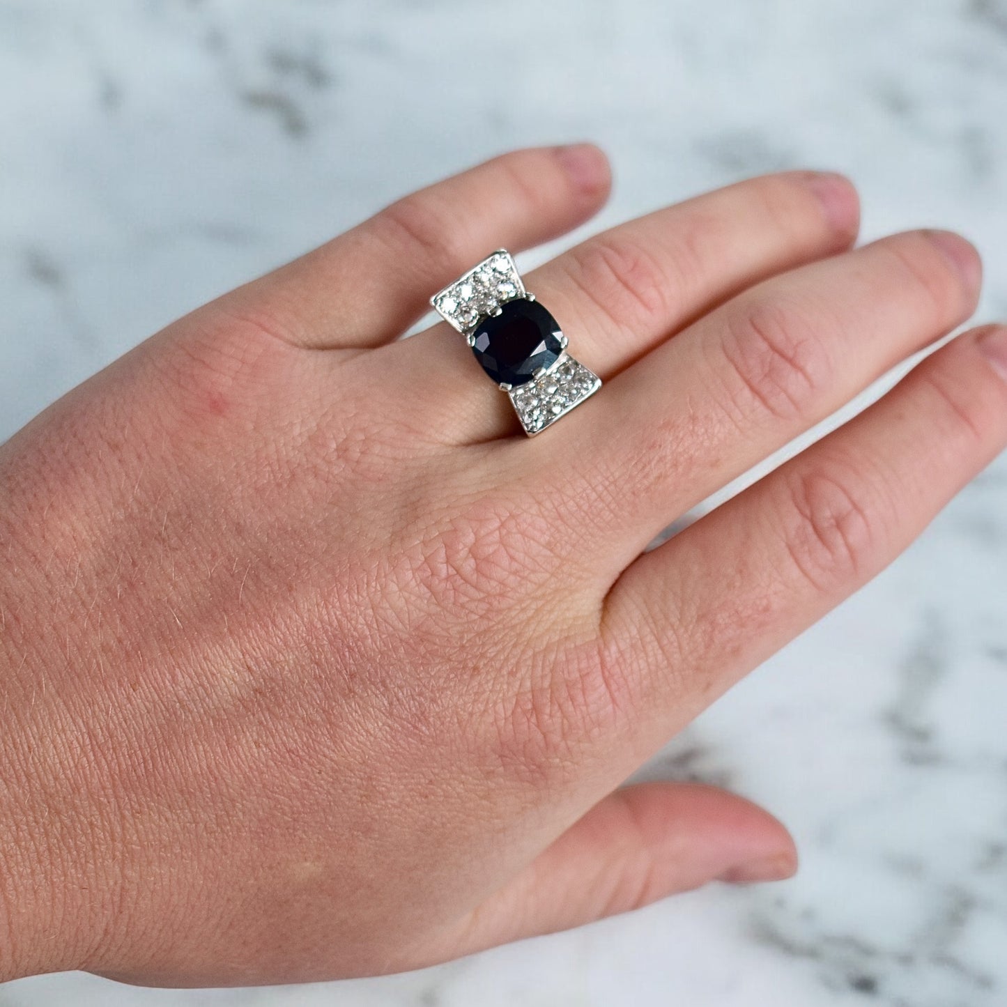 art deco sapphire diamond tank ring