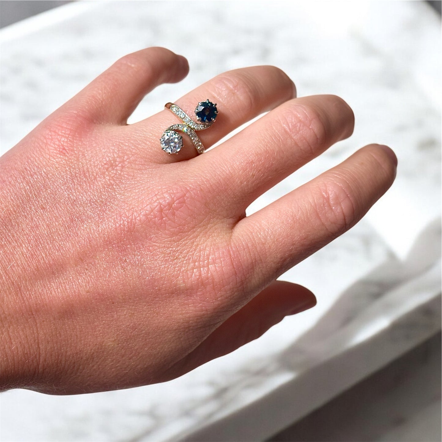 toi et moi diamond and sapphire ring, belle époque 10