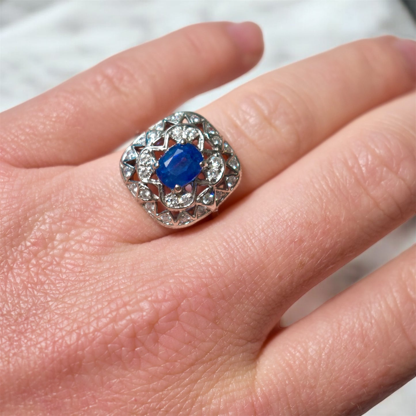 bague vintage saphir diamants, style art deco 9