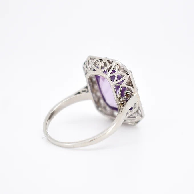 art deco ring amethyst diamonds 7