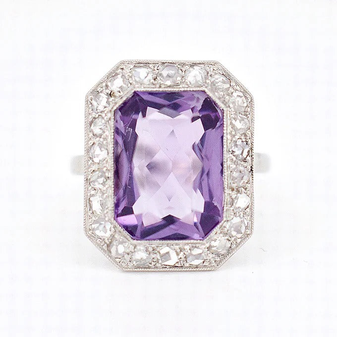 art deco amethyst diamond ring