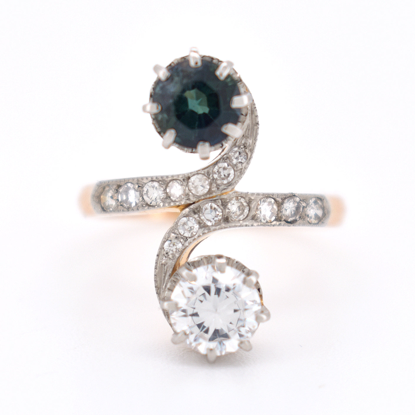 toi et moi diamond and sapphire ring, belle époque 1