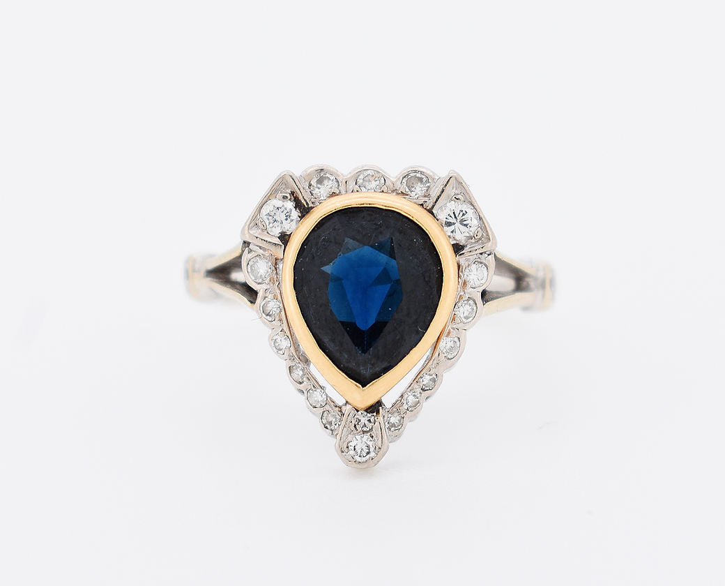 bague coeur saphir diamants