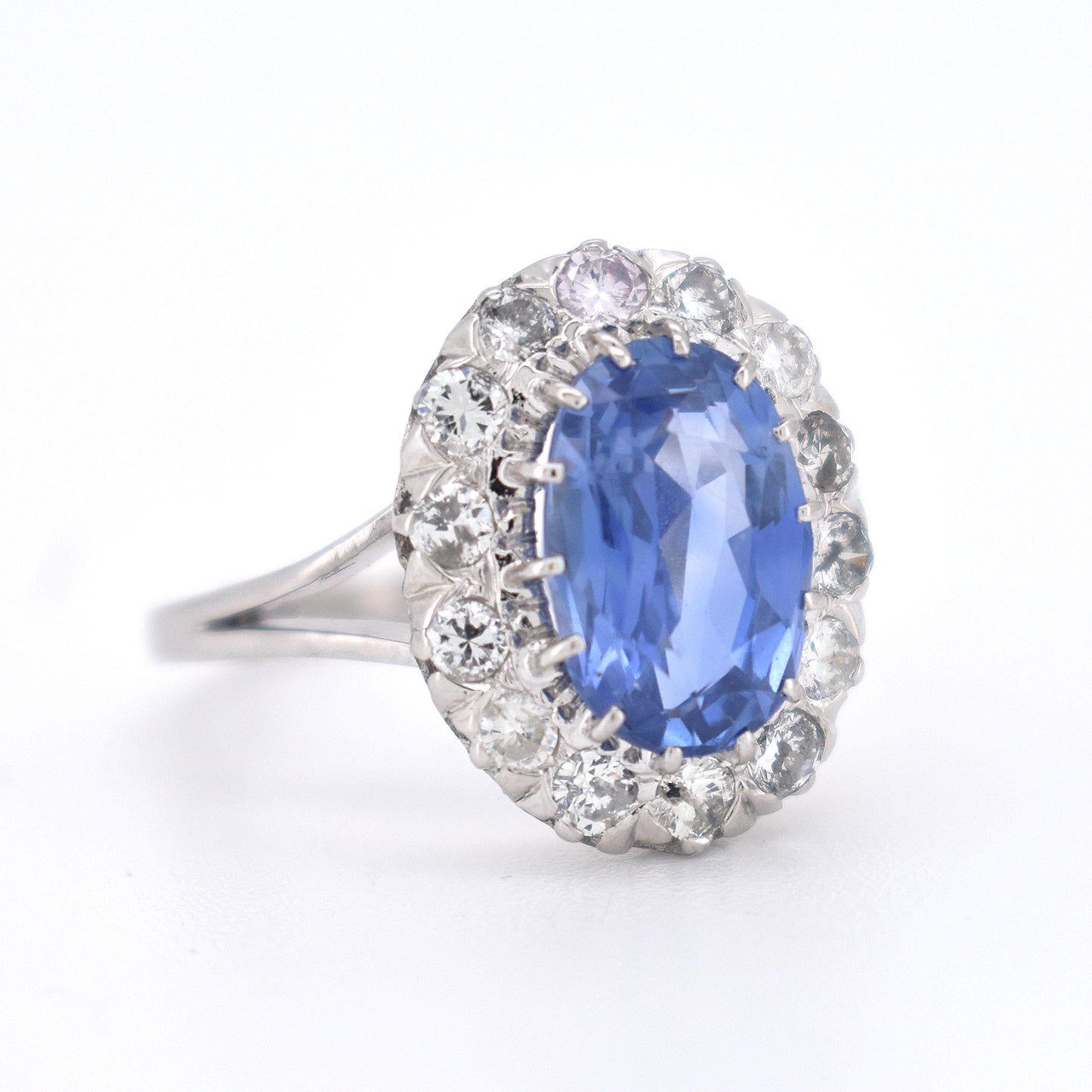 bague pompadour saphir ceylan et diamants, vintage 6