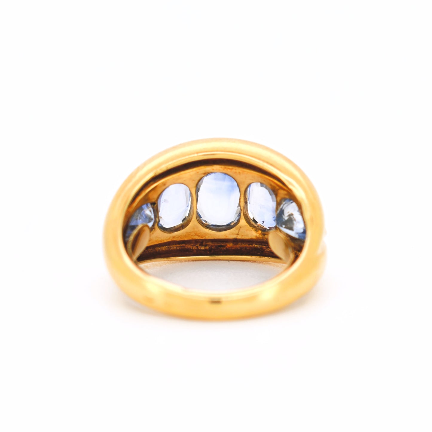 bague jonc vintage or 18 carats et 5 saphirs naturels d'arrière