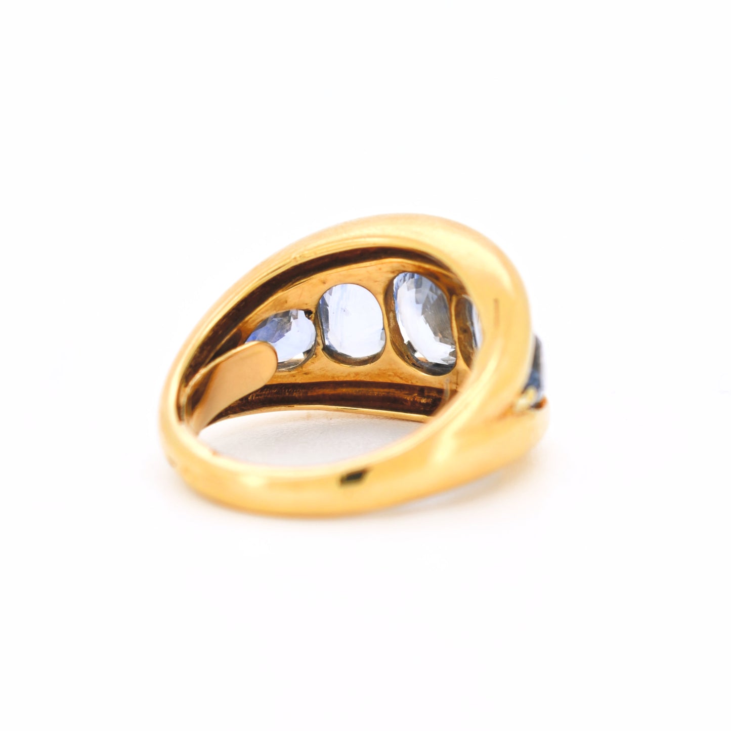bague jonc vintage or 18 carats et 5 saphirs naturels d'arrière droit