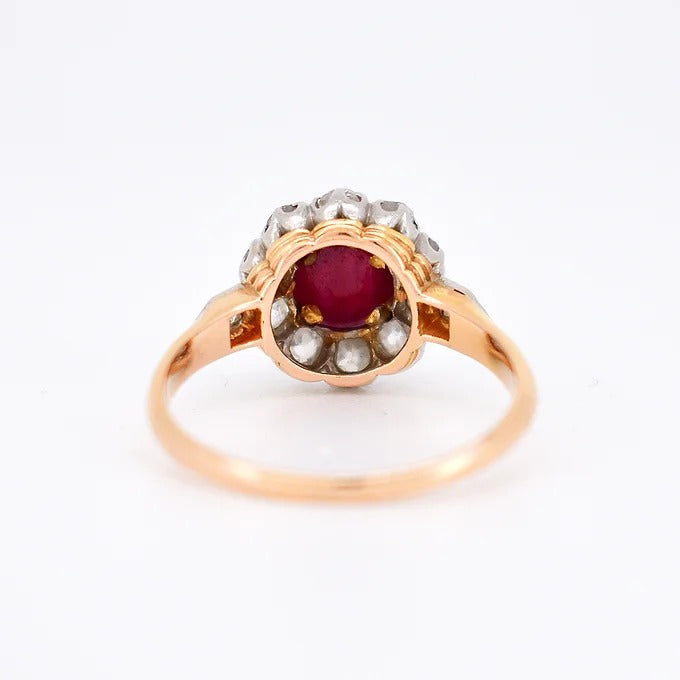 bague marguerite belle époque, rubis diamants 1