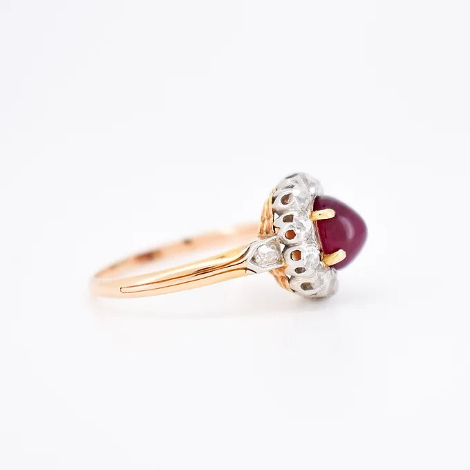 bague marguerite belle époque, rubis diamants 2