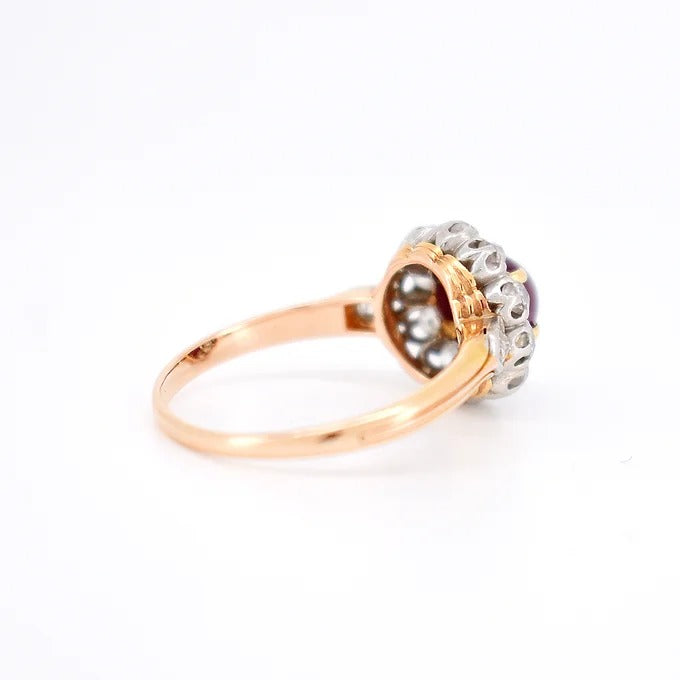 bague marguerite belle époque, rubis diamants 3