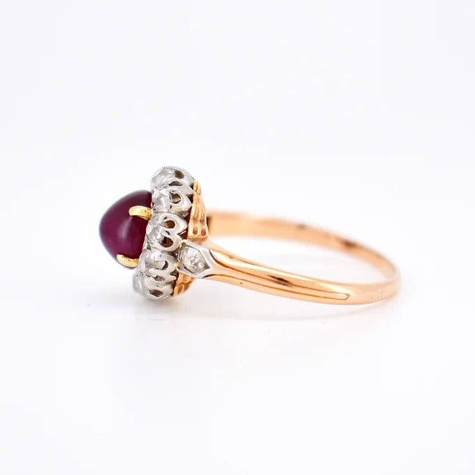 bague marguerite belle époque, rubis diamants 6