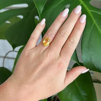 gold citrine ring worn