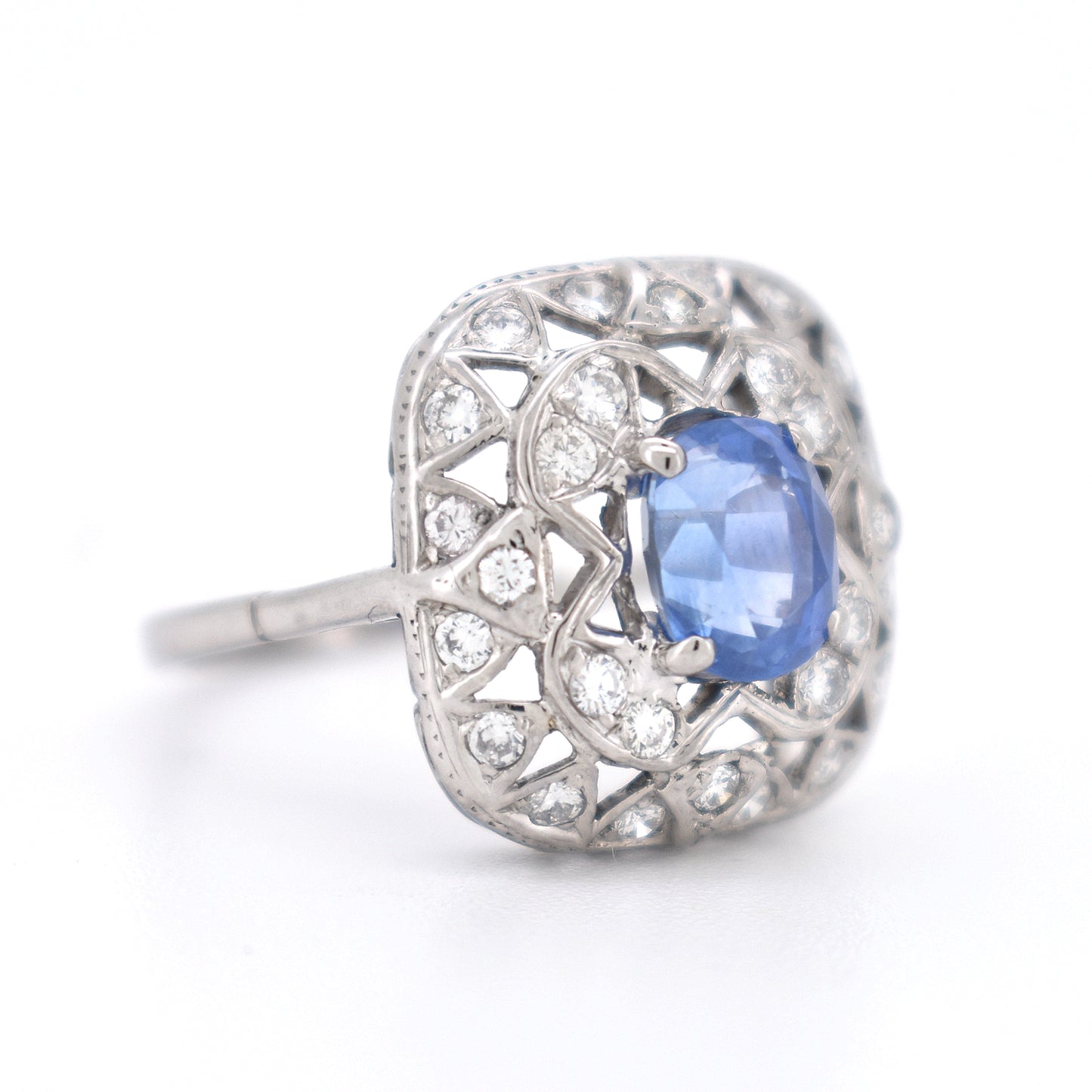 bague vintage saphir diamants, style art deco (2)