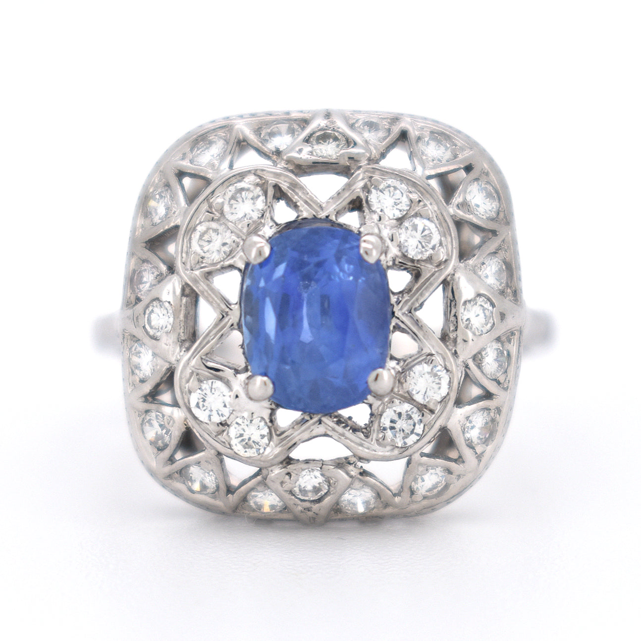 bague vintage saphir diamants, style art deco