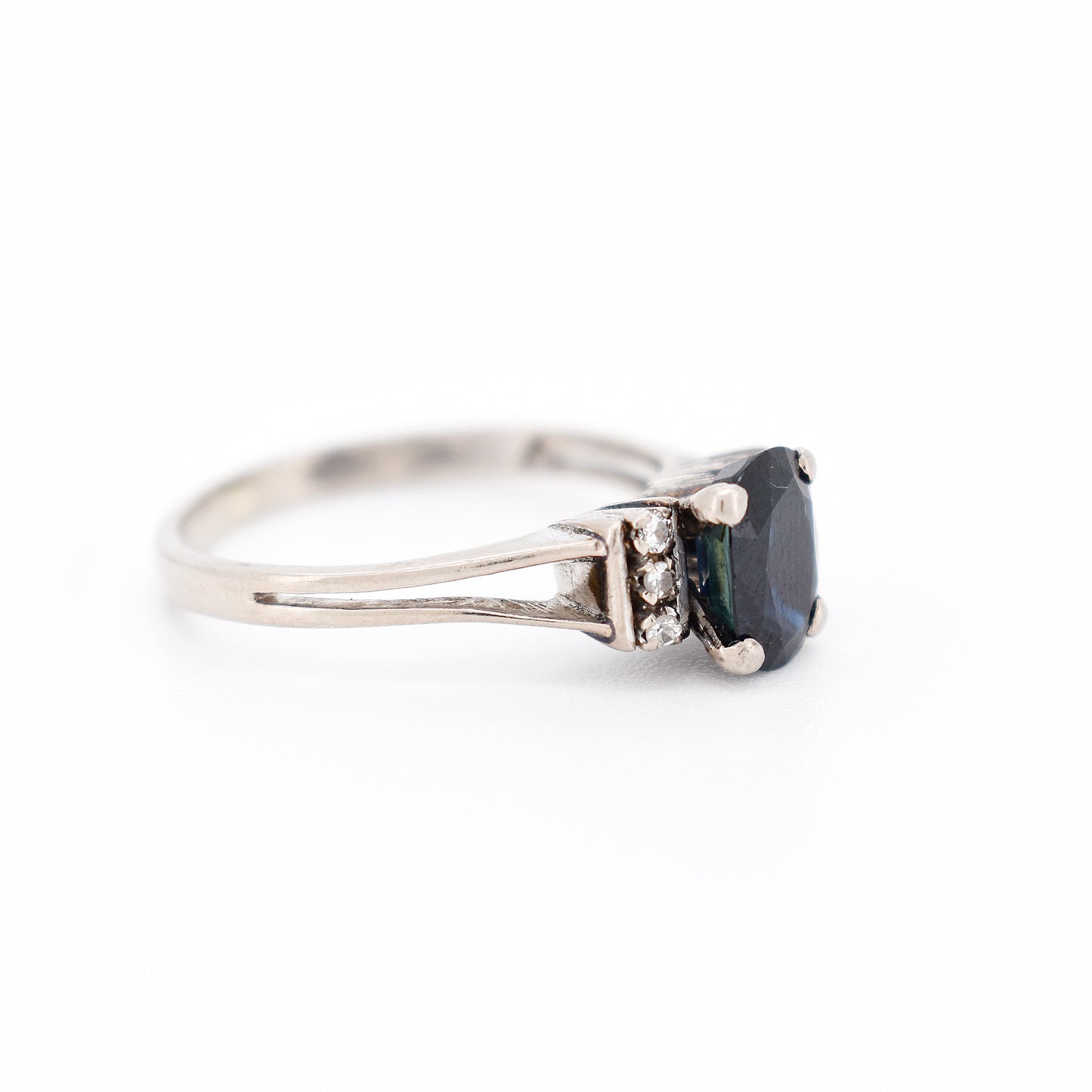 vintage 18-carat gold sapphire and diamond ring, right