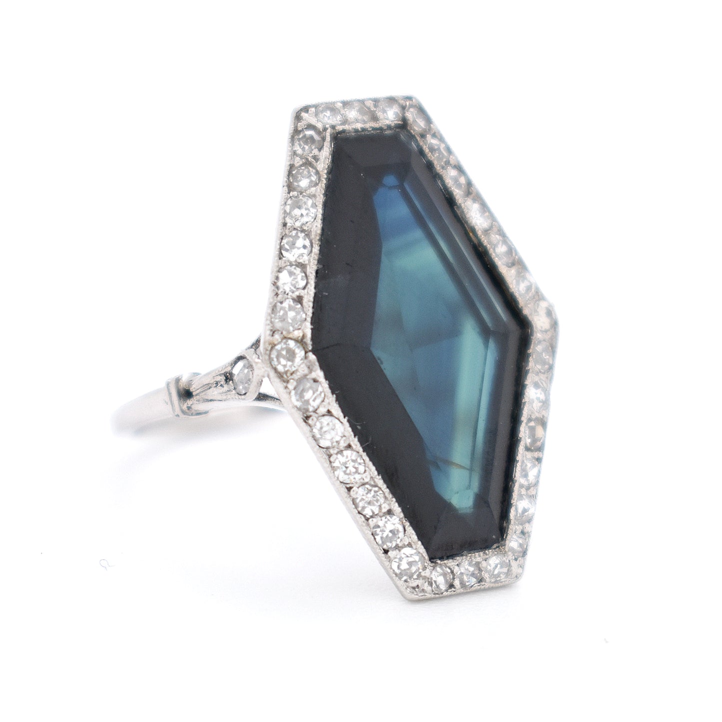 Bague Art Déco Saphir et Diamants 1