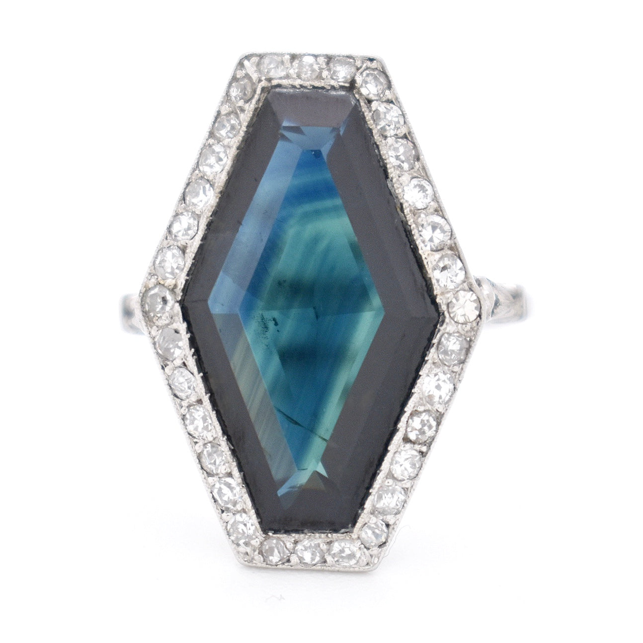 Bague Art Déco Saphir et Diamants 10