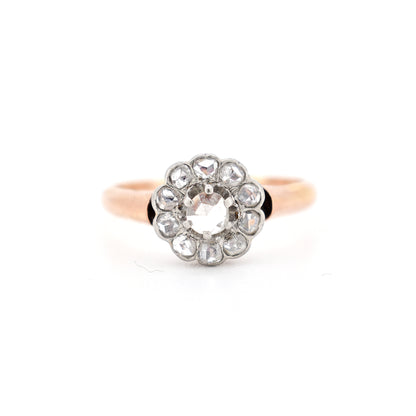 bague marguerite or diamants belle époque, face