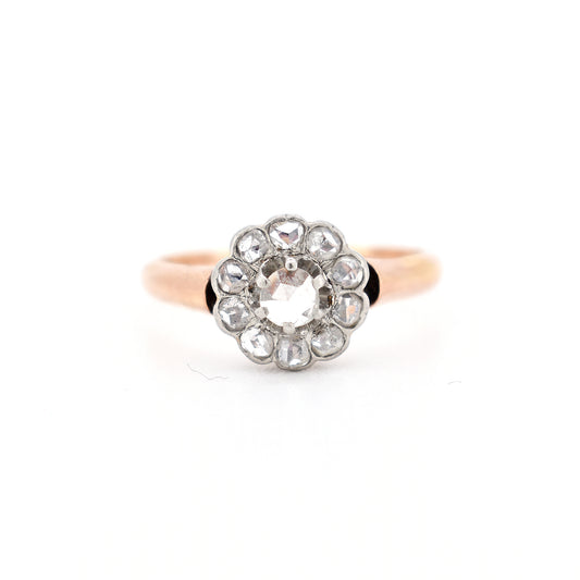 bague marguerite or diamants belle époque, face