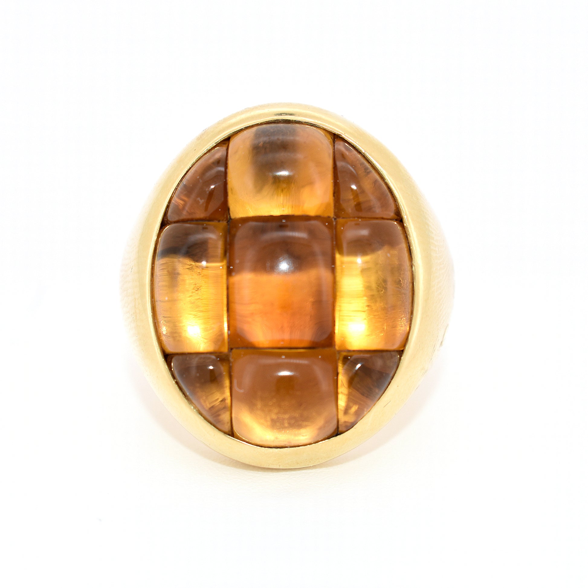 Bague Pomellato modele mosaico or et citrines bague vintage, face