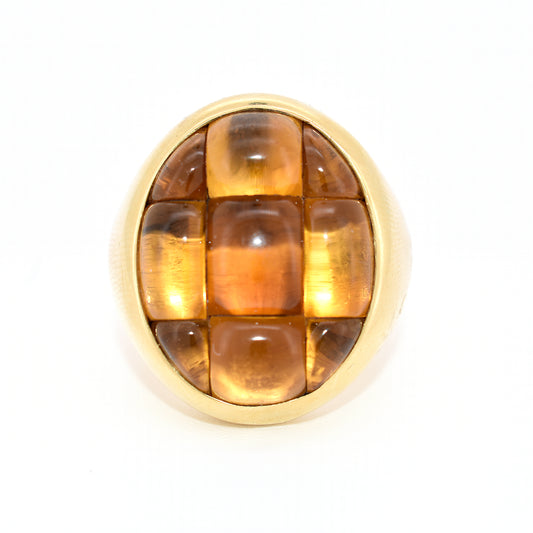 Bague Pomellato modele mosaico or et citrines bague vintage, face
