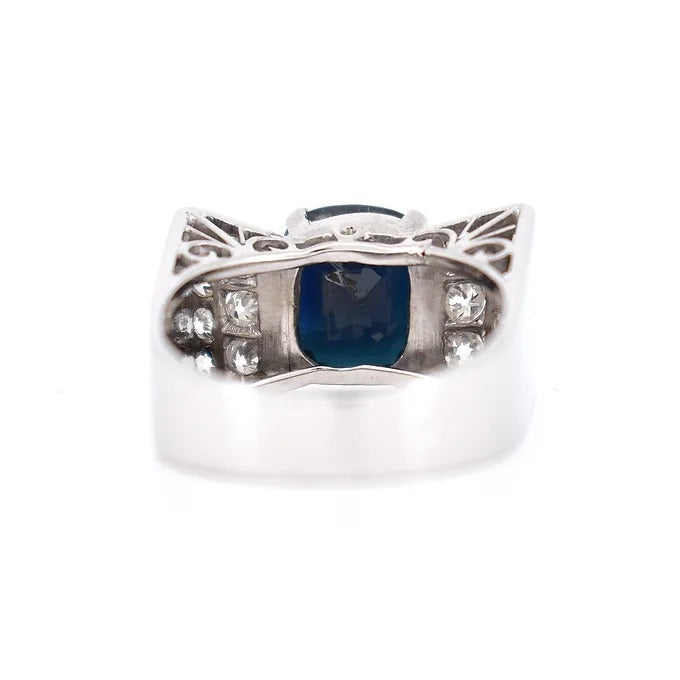Bague Tank Art Déco Or, Saphir et Diamants arriere