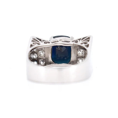 Bague Tank Art Déco Or, Saphir et Diamants arriere