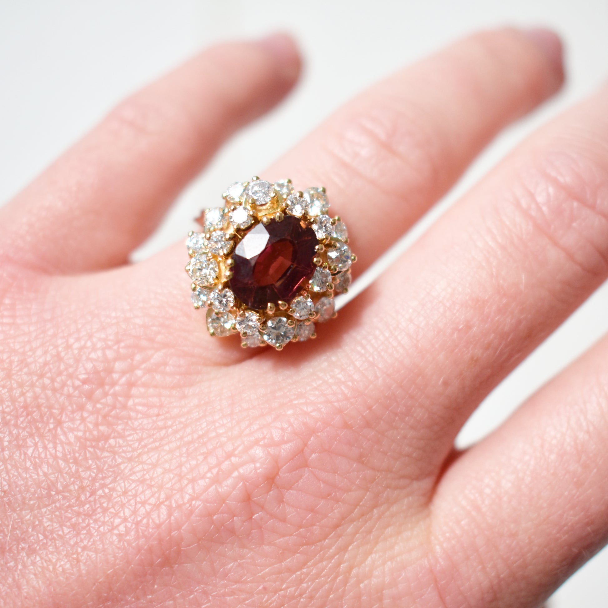 bague cocktail vintage tourmaline diamants 5