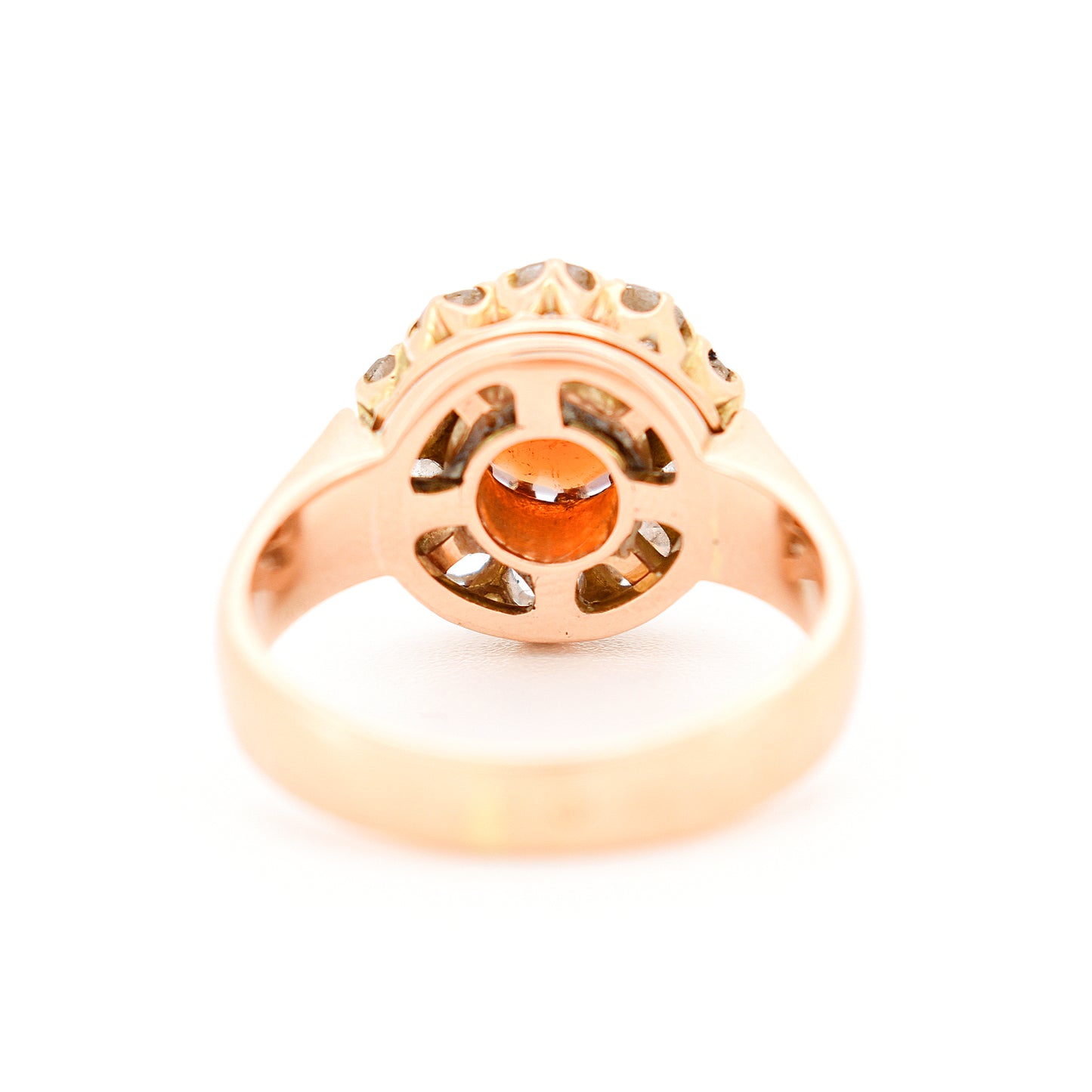 bague marguerite vintage or grenat et diamants, arrière