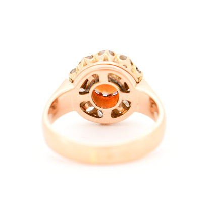 bague marguerite vintage or grenat et diamants, arrière