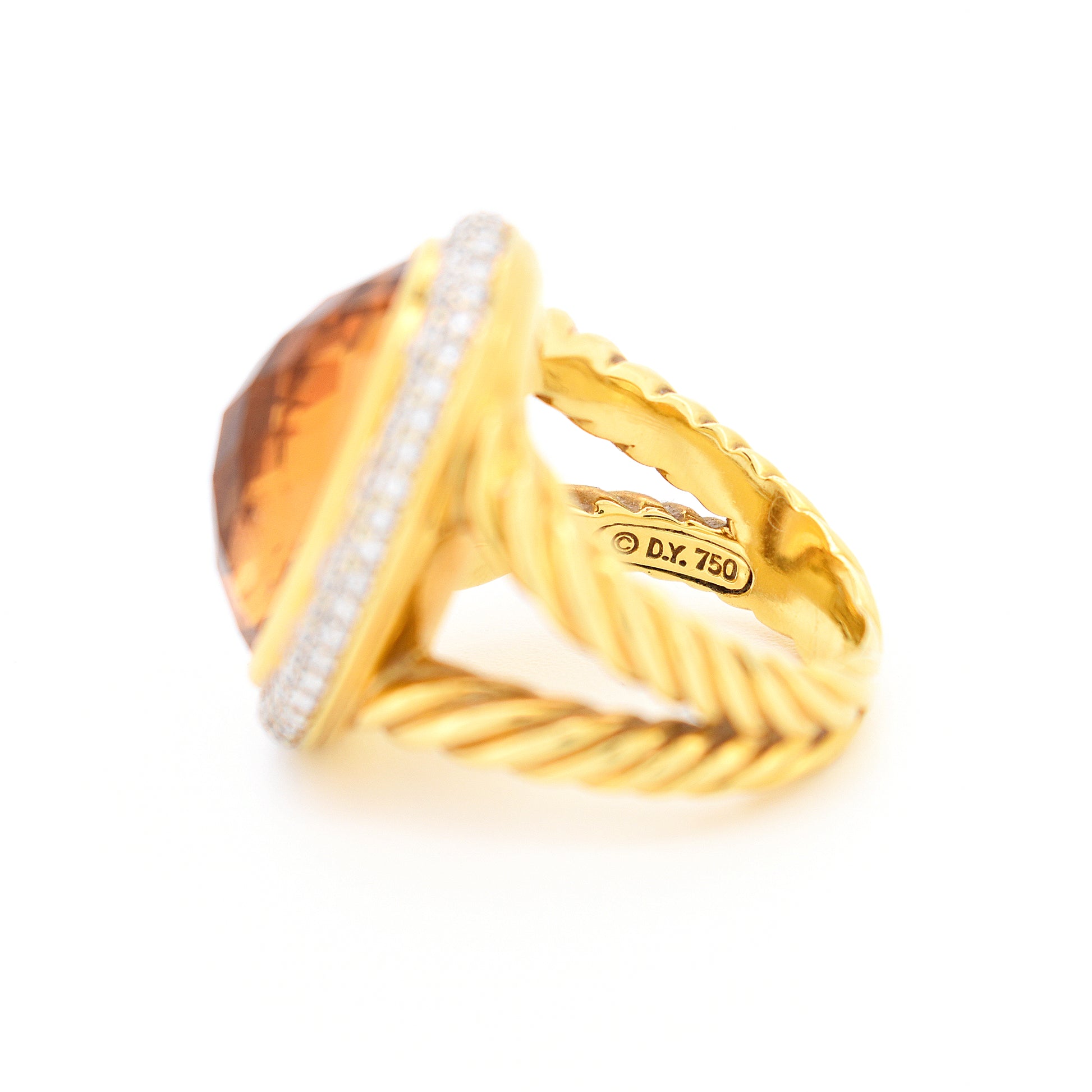 David Yurman - Bague Cocktail en Or citrine et Diamants femme, signature