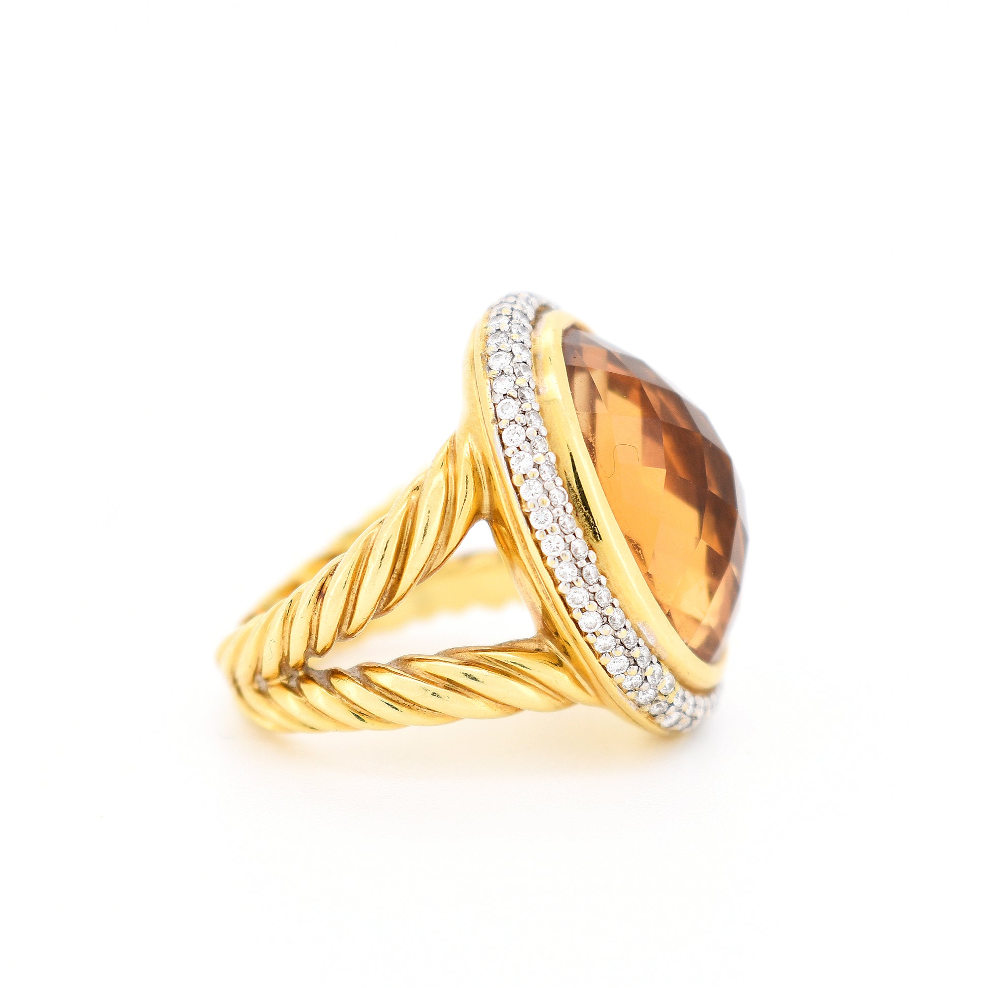 David Yurman - Bague Cocktail en Or citrine et Diamants femme, droit