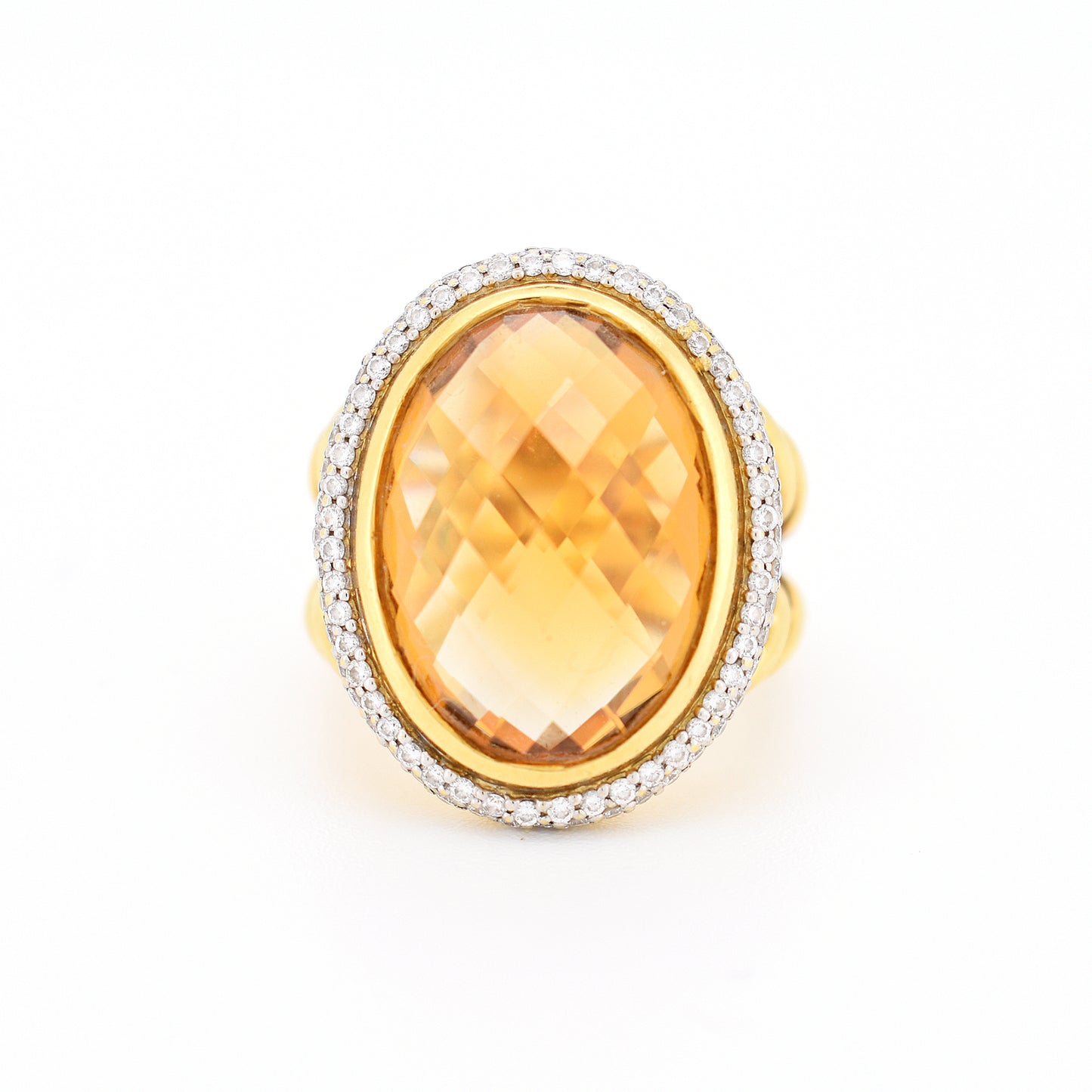 David Yurman - Bague Cocktail en Or citrine et Diamants femme, face
