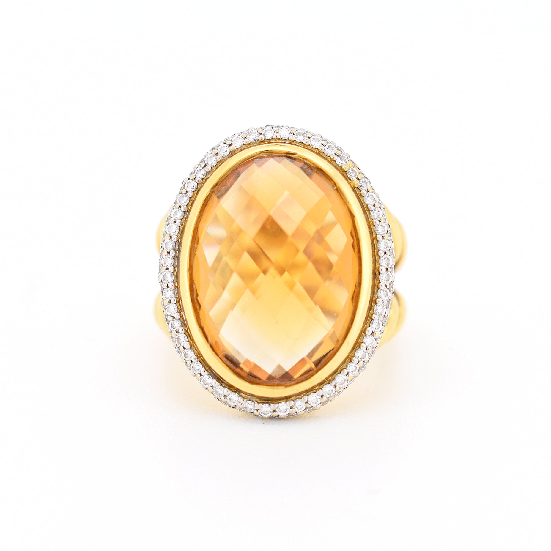David Yurman - Bague Cocktail en Or citrine et Diamants femme, face