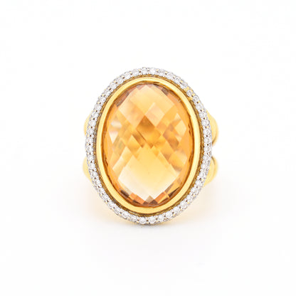 David Yurman - Bague Cocktail en Or citrine et Diamants femme, face