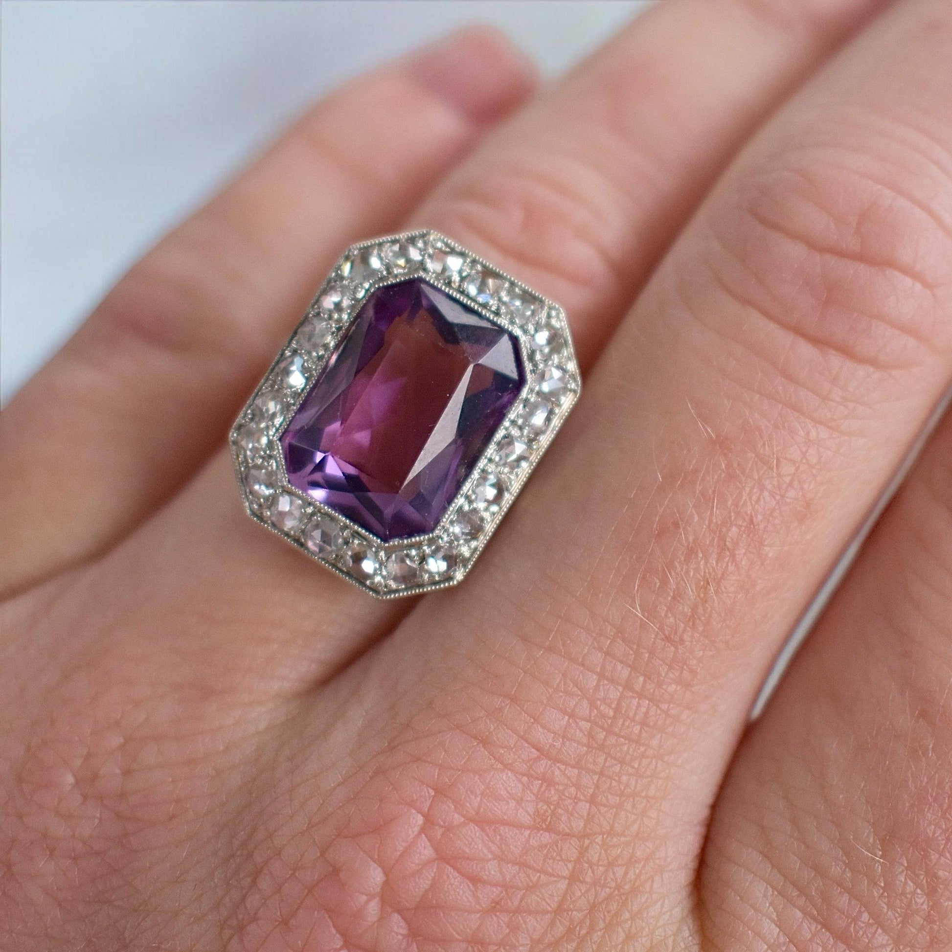 art deco ring amethyst diamonds 13