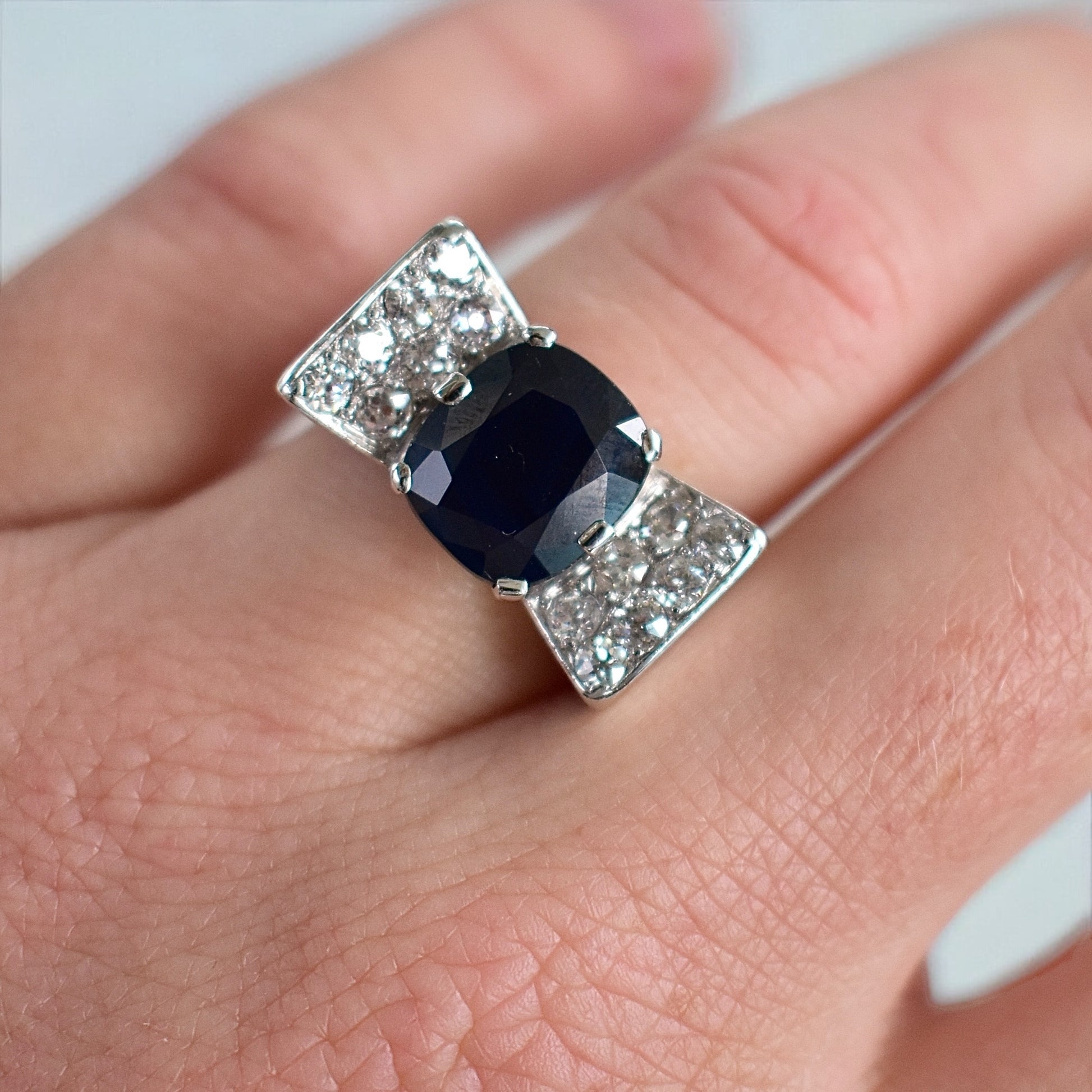 bague tank art déco saphir diamants 2