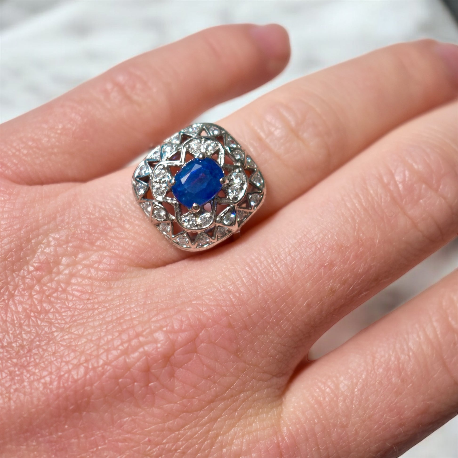 bague vintage saphir diamants, style art deco 9