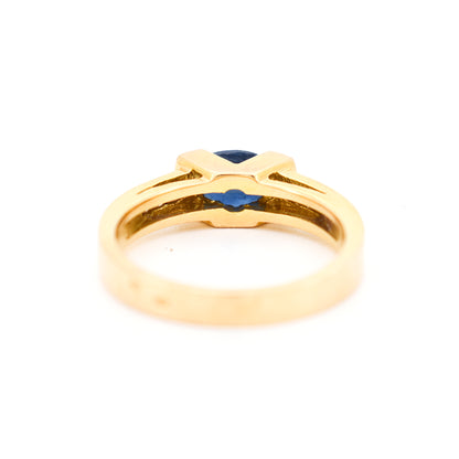 bague femme vintage solitaire or 18 carats saphir naturel et diamants, dos