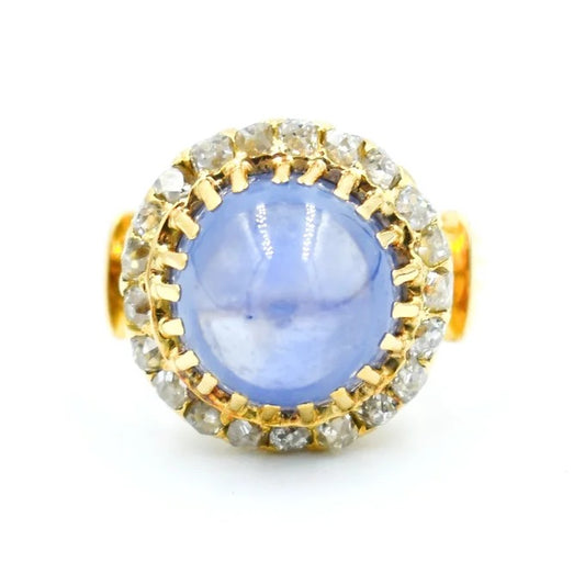 bague ancienne saphir ceylan diamants