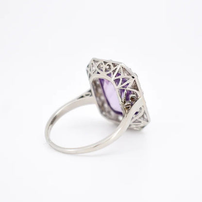art deco ring amethyst diamonds 7