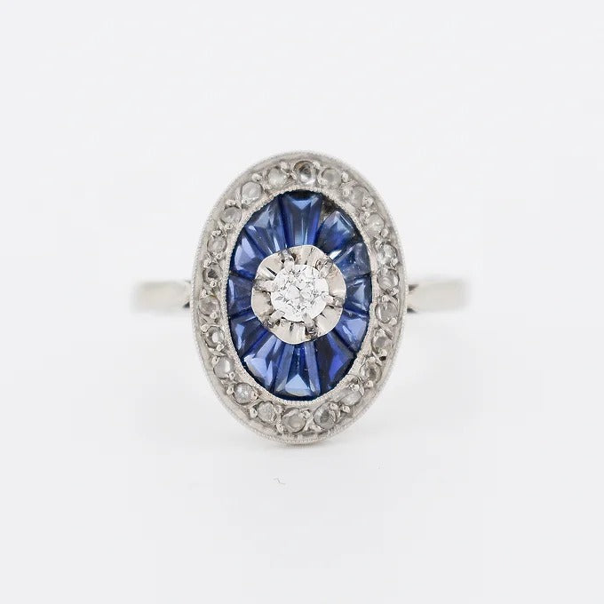 bague art deco or saphir diamants