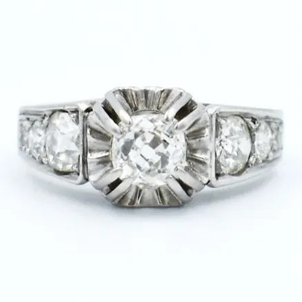 bague art deco platine diamants