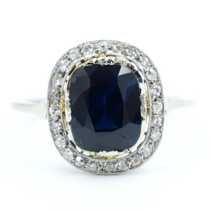 bague art deco saphir sombre diamants