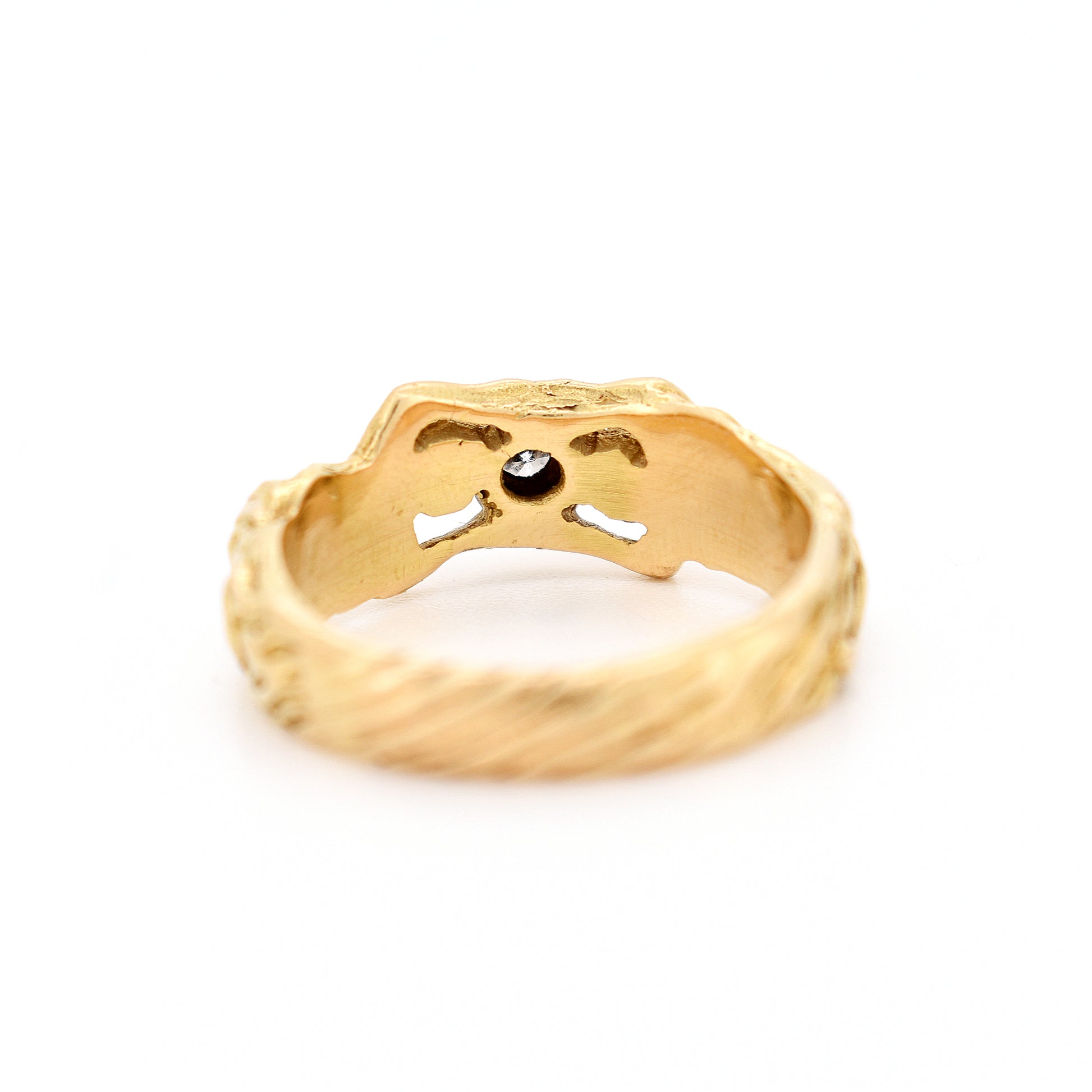 art nouveau 18 carat gold and diamond ladies ring, back