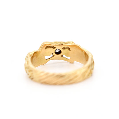 art nouveau 18 carat gold and diamond ladies ring, back