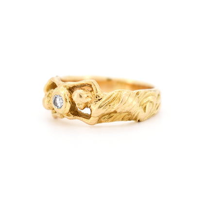 art nouveau 18 carat gold and diamond ladies ring, left