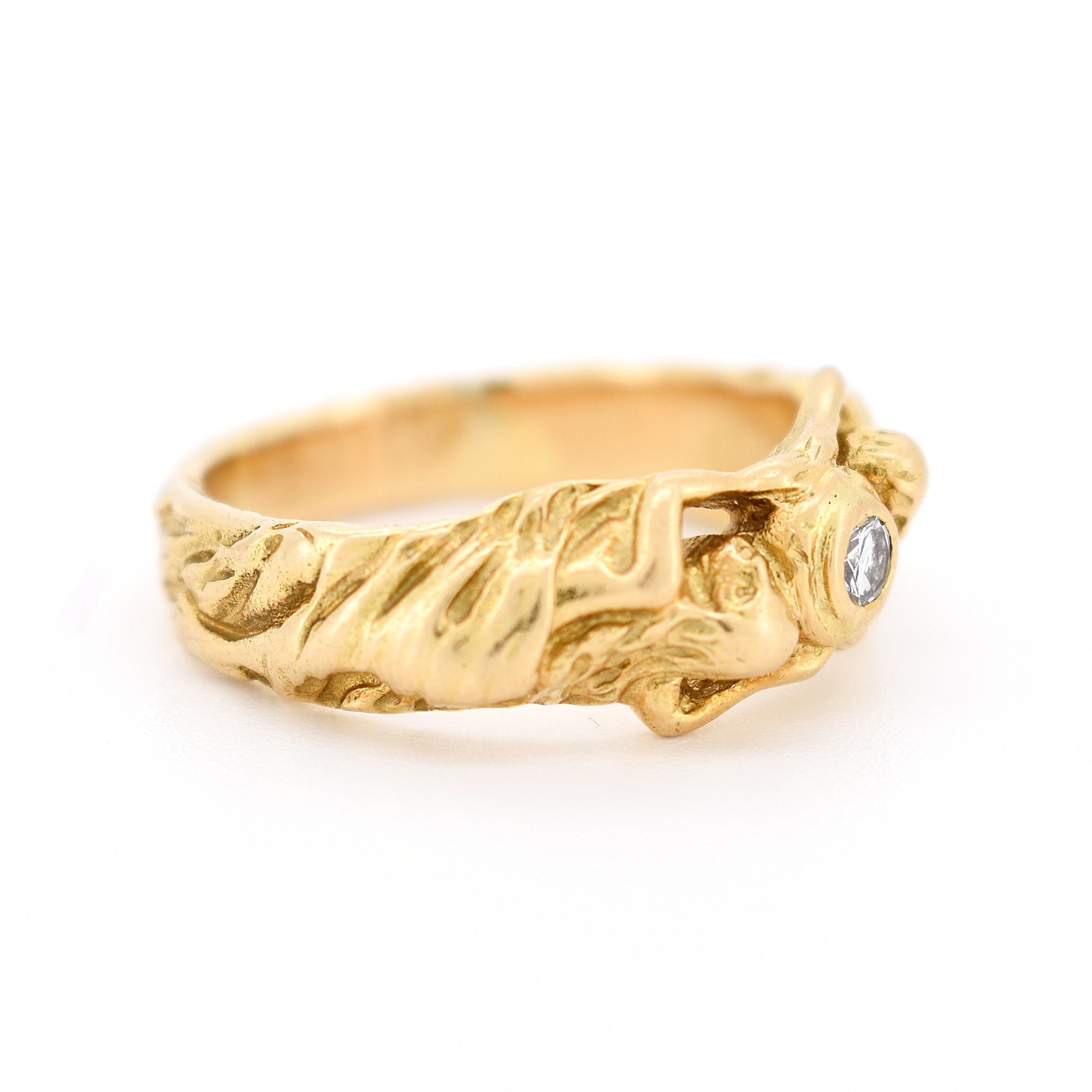 art nouveau 18-carat gold and diamond ring for women, right