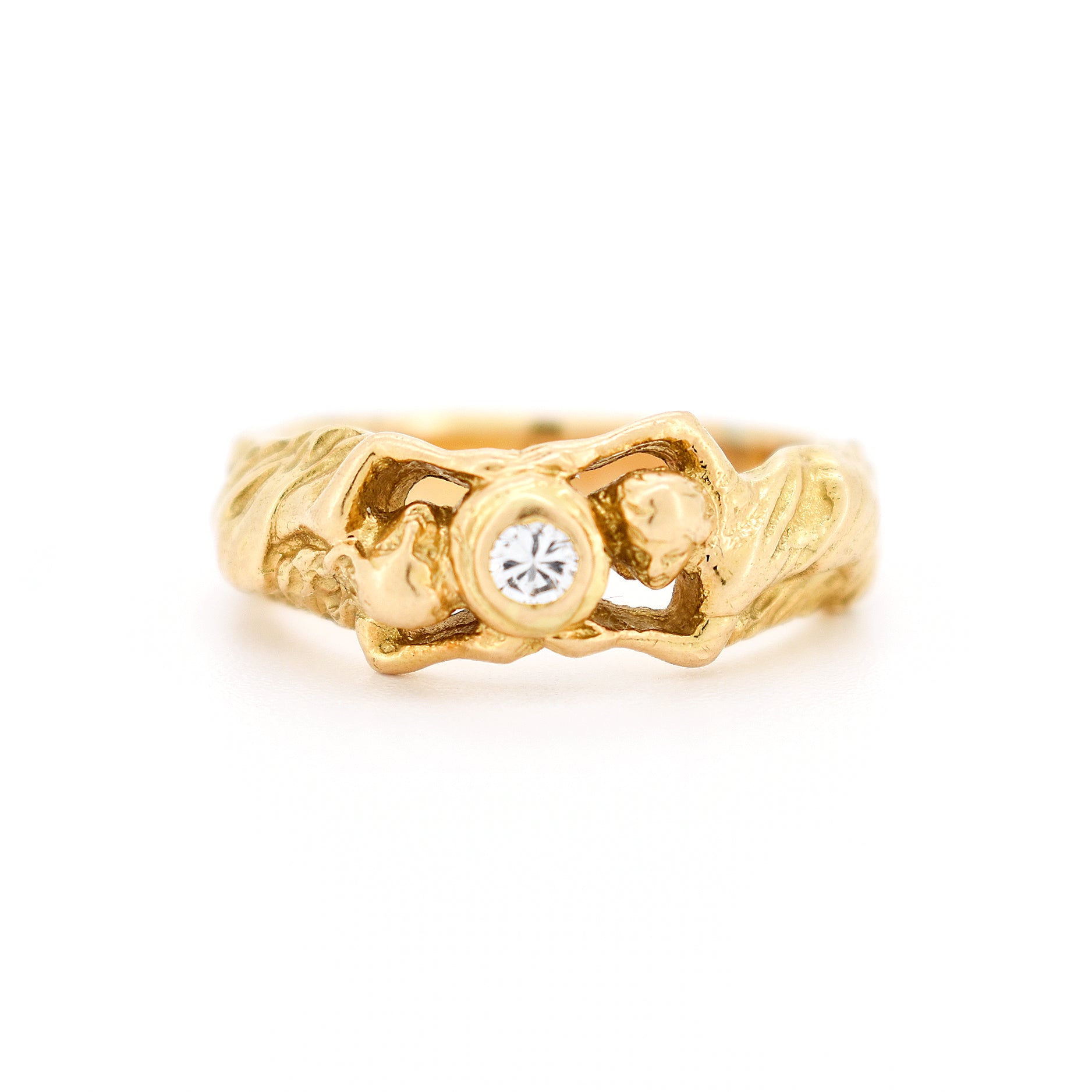 art nouveau women's 18-carat gold and diamond ring
