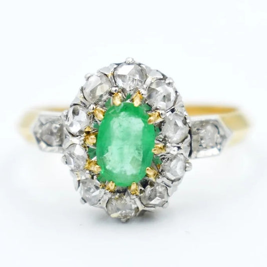 belle epoque gold platinum emerald diamond ring